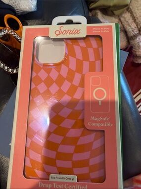 Sonix iPhone Case in Pink and Orange Checker Wave